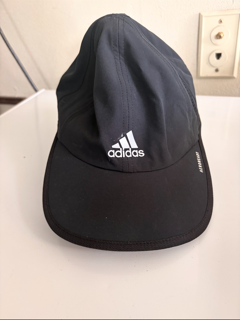 adidas Black Aeroready Running Cap with White Logo
